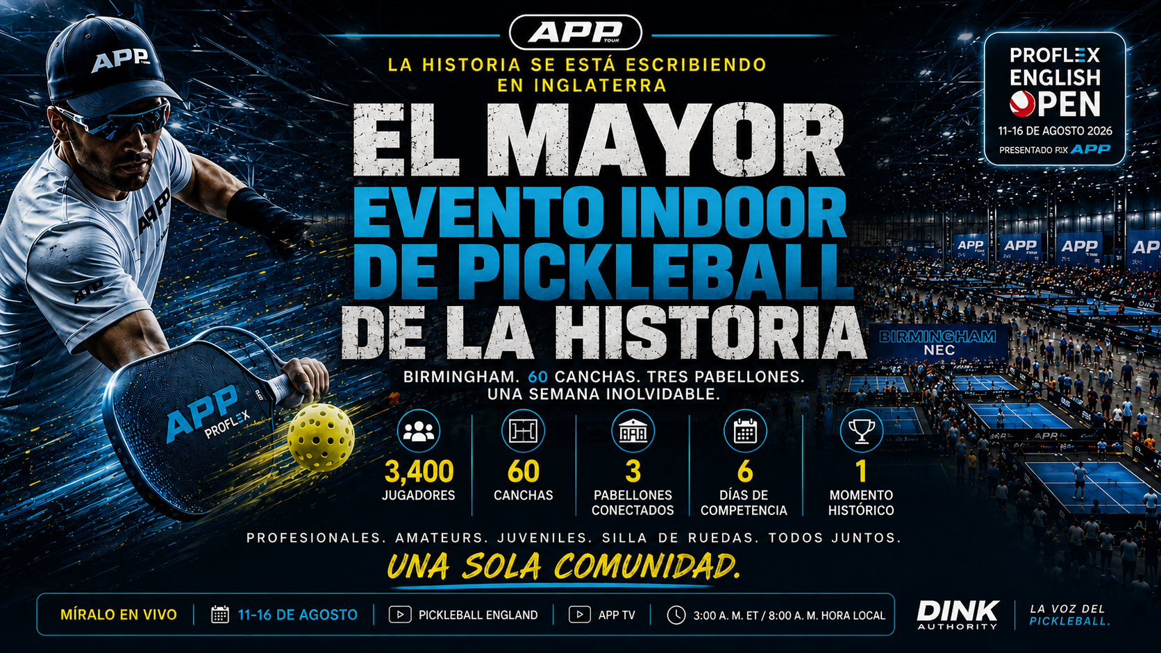 EL EVENTO DE PICKLEBALL INDOOR MÁS GRANDE DE LA HISTORIA ARRANCA EN INGLATERRA